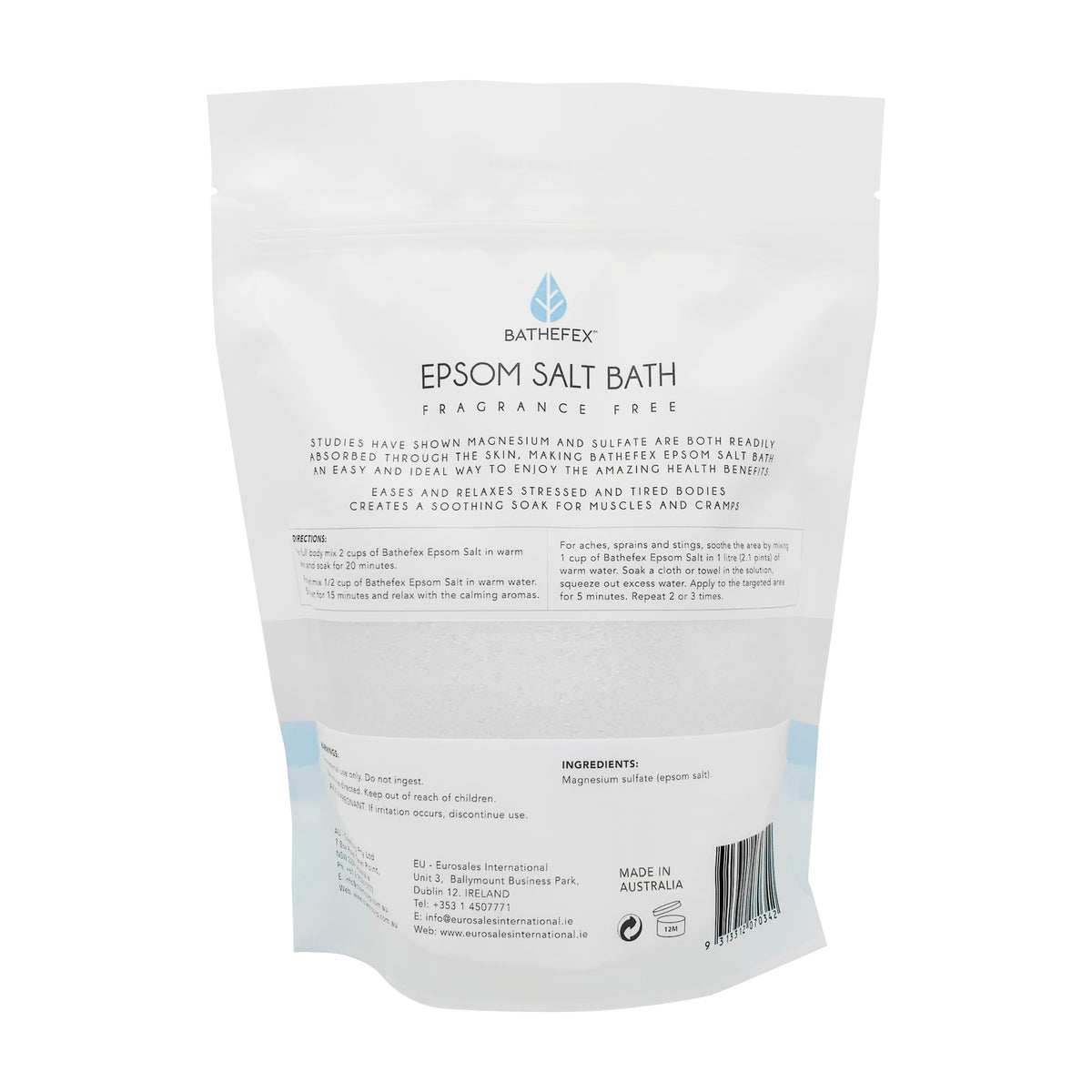 BATHEFEX BODY EPSOM SALT - FRAGRANCE FREE 750G