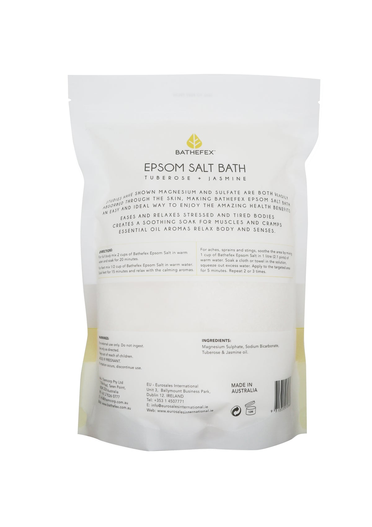 BATHEFEX BODY EPSOM SALT - TUBEROSE + JASMINE 1.4KG