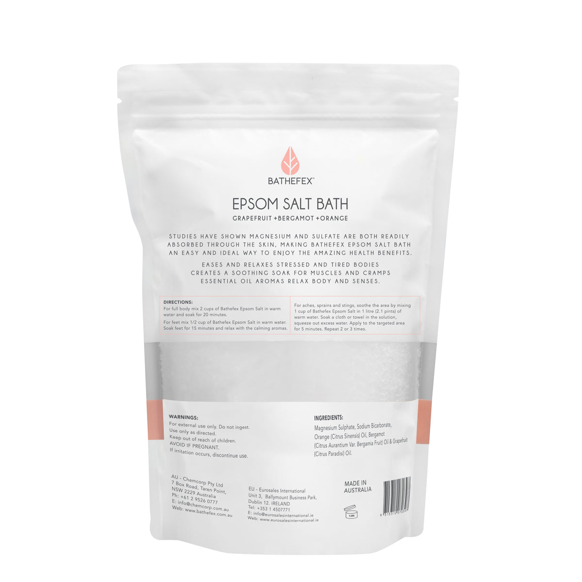 BATHEFEX BODY EPSOM SALT - GRAPEFRUIT, BERGAMOT & ORANGE 1.4KG