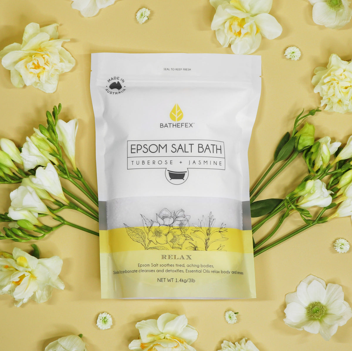 BATHEFEX BODY EPSOM SALT - TUBEROSE + JASMINE 1.4KG