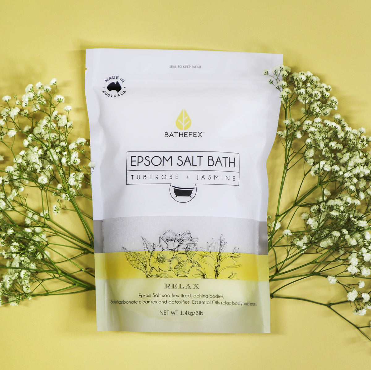 BATHEFEX BODY EPSOM SALT - TUBEROSE + JASMINE 1.4KG